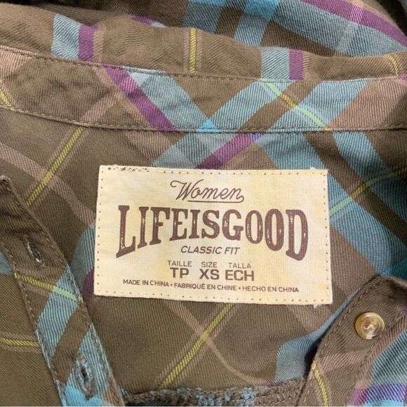LIFE IS GOOD 1/2 button down flannel shirt - Picture 4 of 5